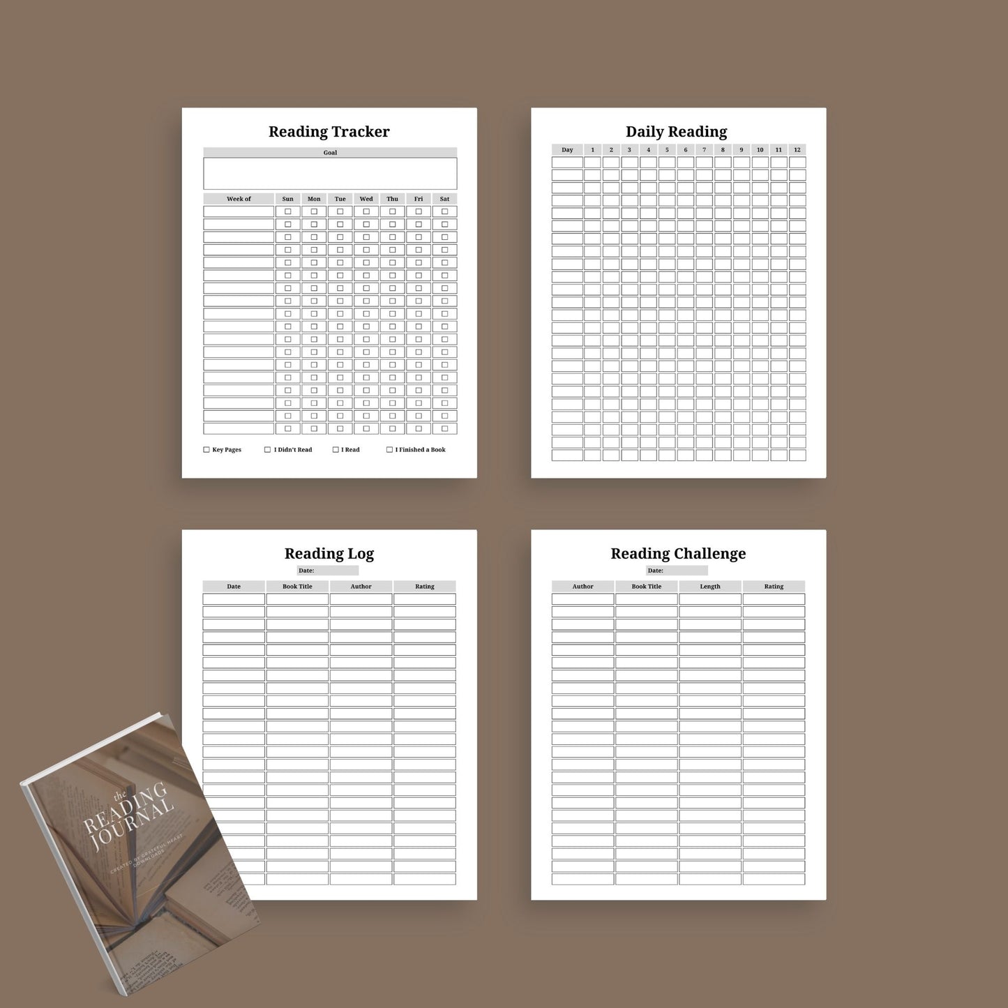 The Reading Journal – Track Books, Reviews & Reading Challenges | Printable PDF