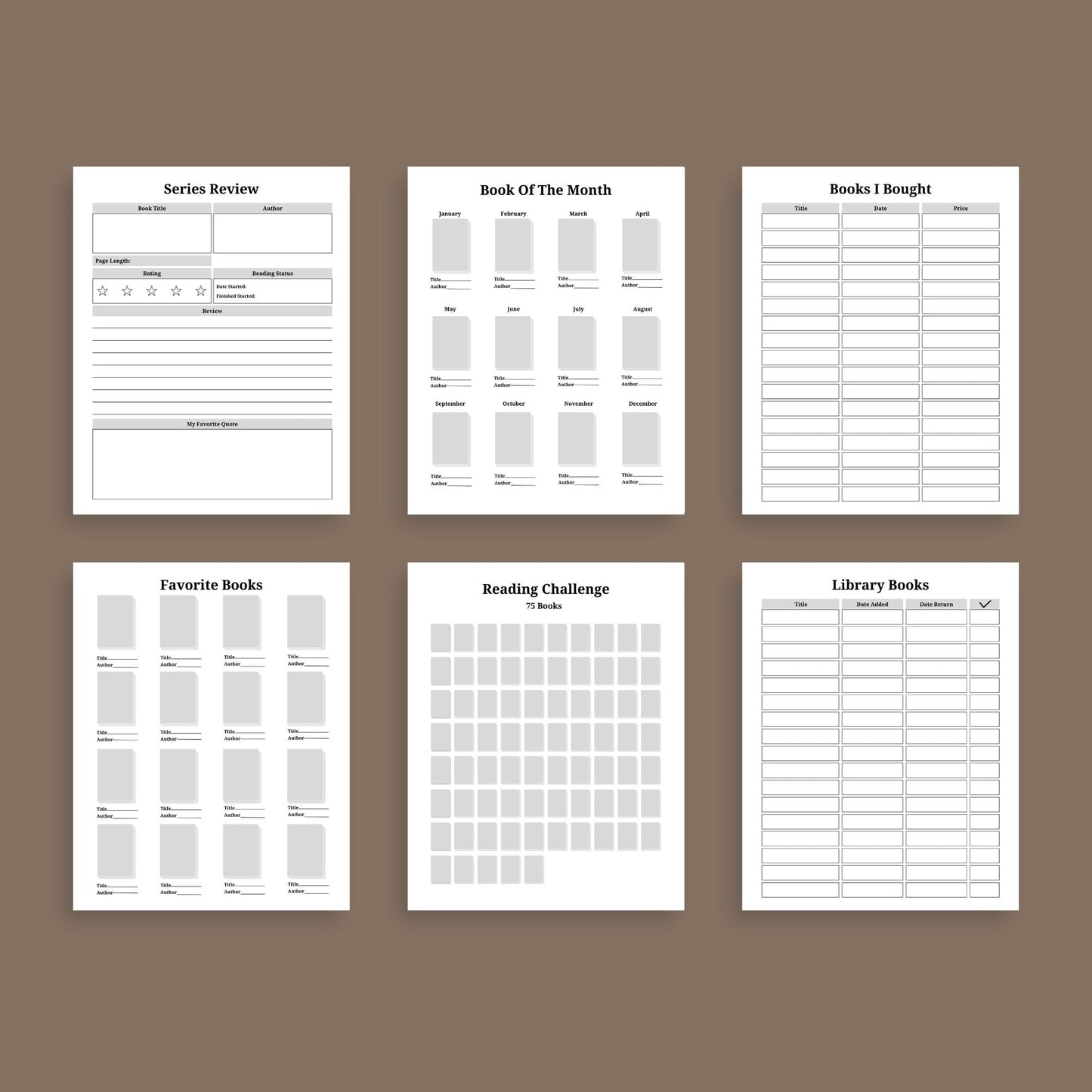 The Reading Journal – Track Books, Reviews & Reading Challenges | Printable PDF