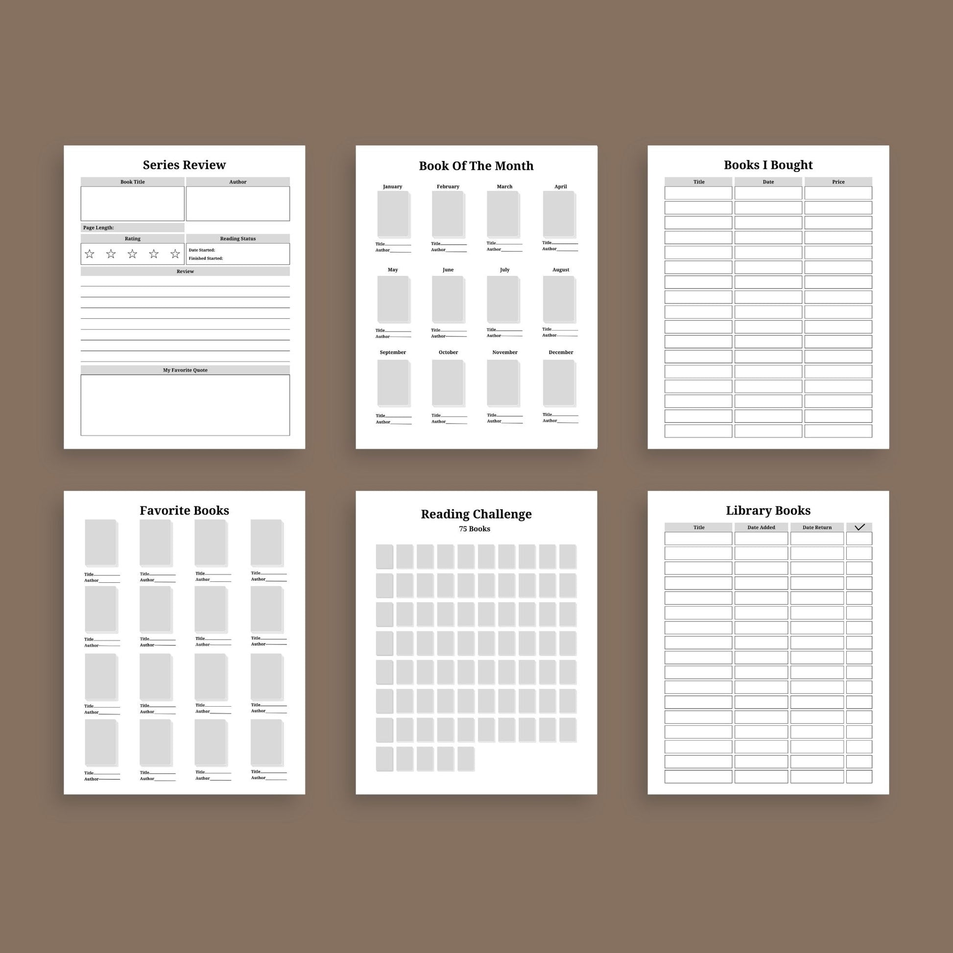 The Reading Journal – Track Books, Reviews & Reading Challenges | Printable PDF