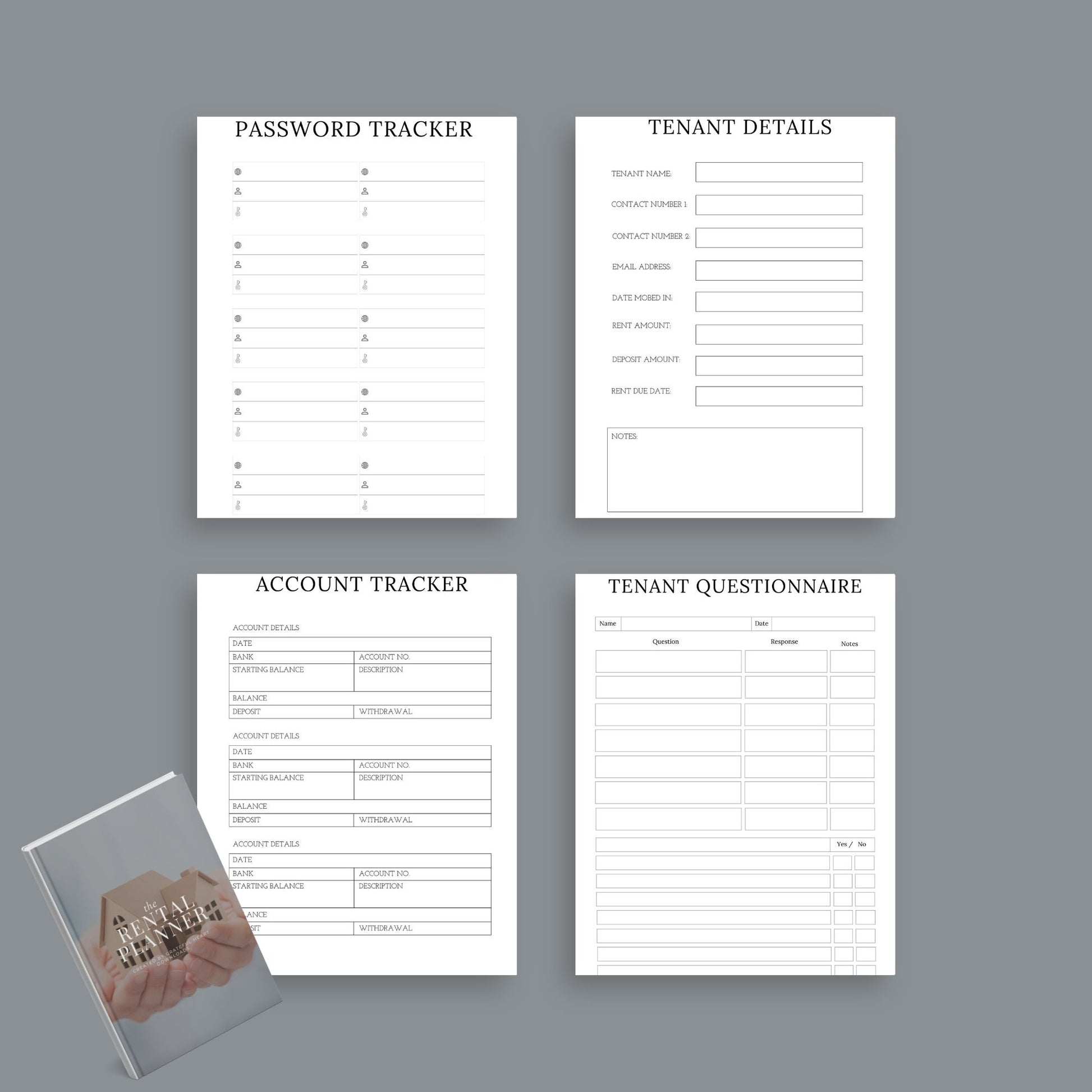 The Rental Property Planner – Track Income, Expenses & Tenants for Landlords & Property Managers | Printable PDF
