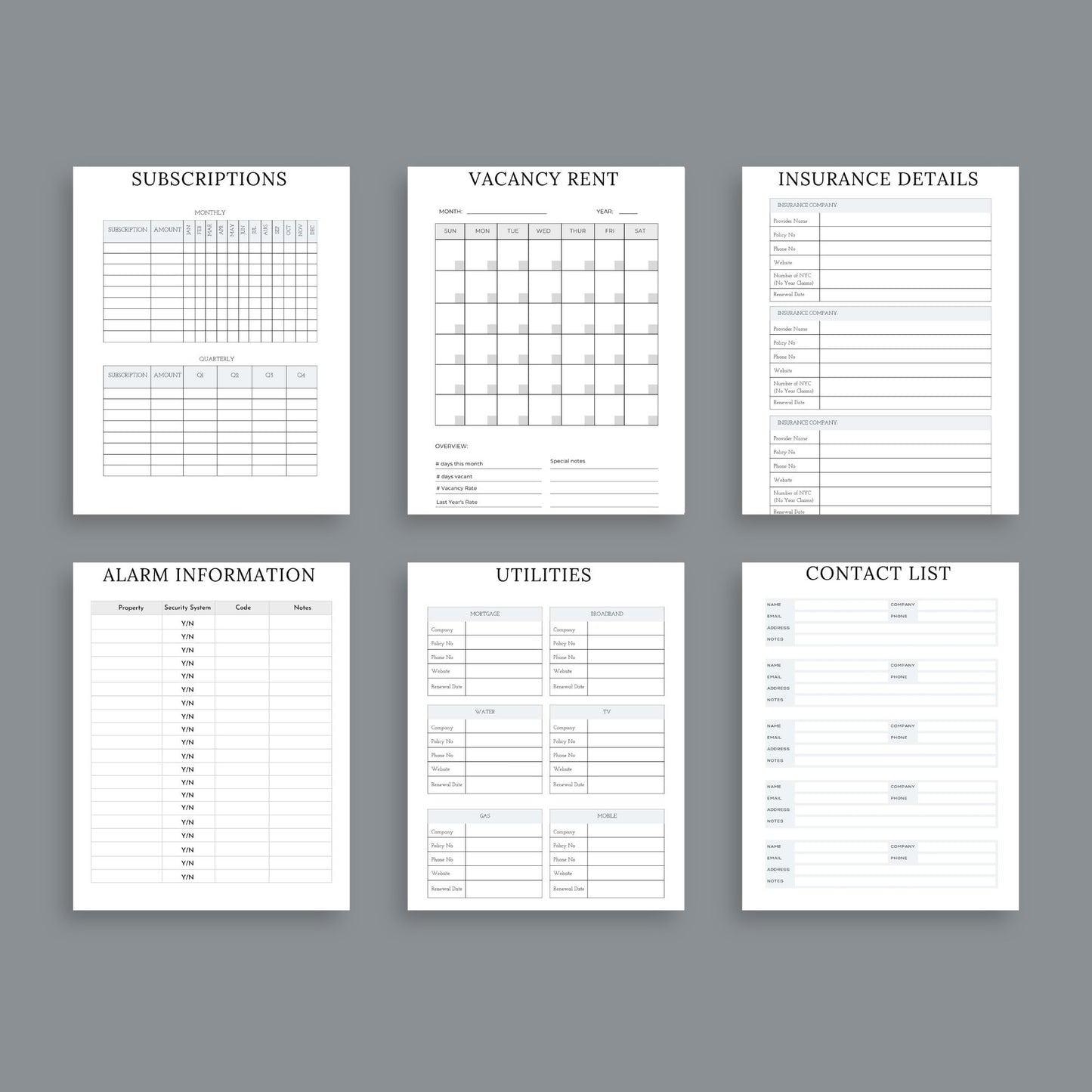 The Rental Property Planner – Track Income, Expenses & Tenants for Landlords & Property Managers | Printable PDF