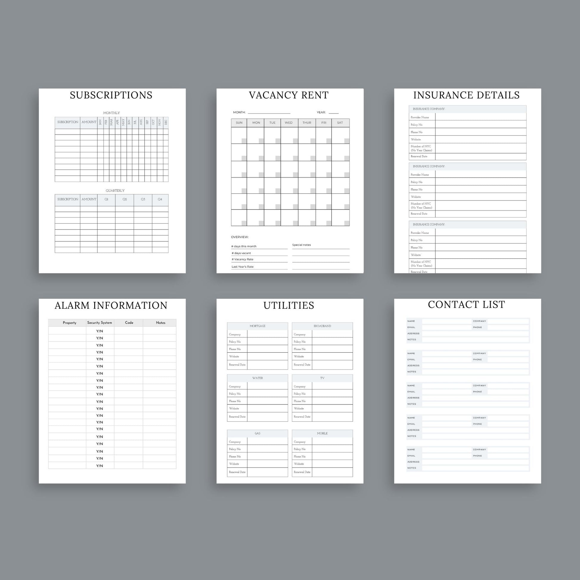 The Rental Property Planner – Track Income, Expenses & Tenants for Landlords & Property Managers | Printable PDF