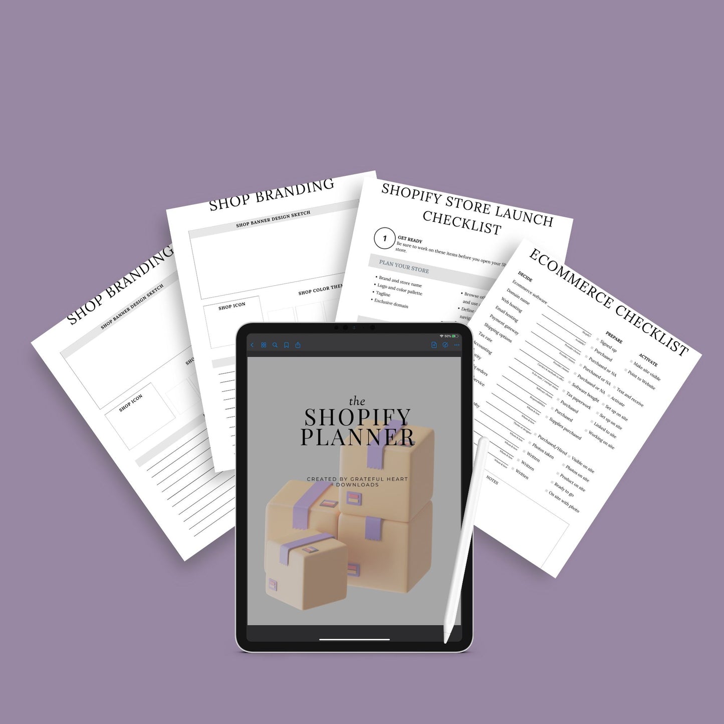 The Shopify Planner – Step-by-Step Guide to Building, Launching & Scaling Your Online Store | Printable PDF