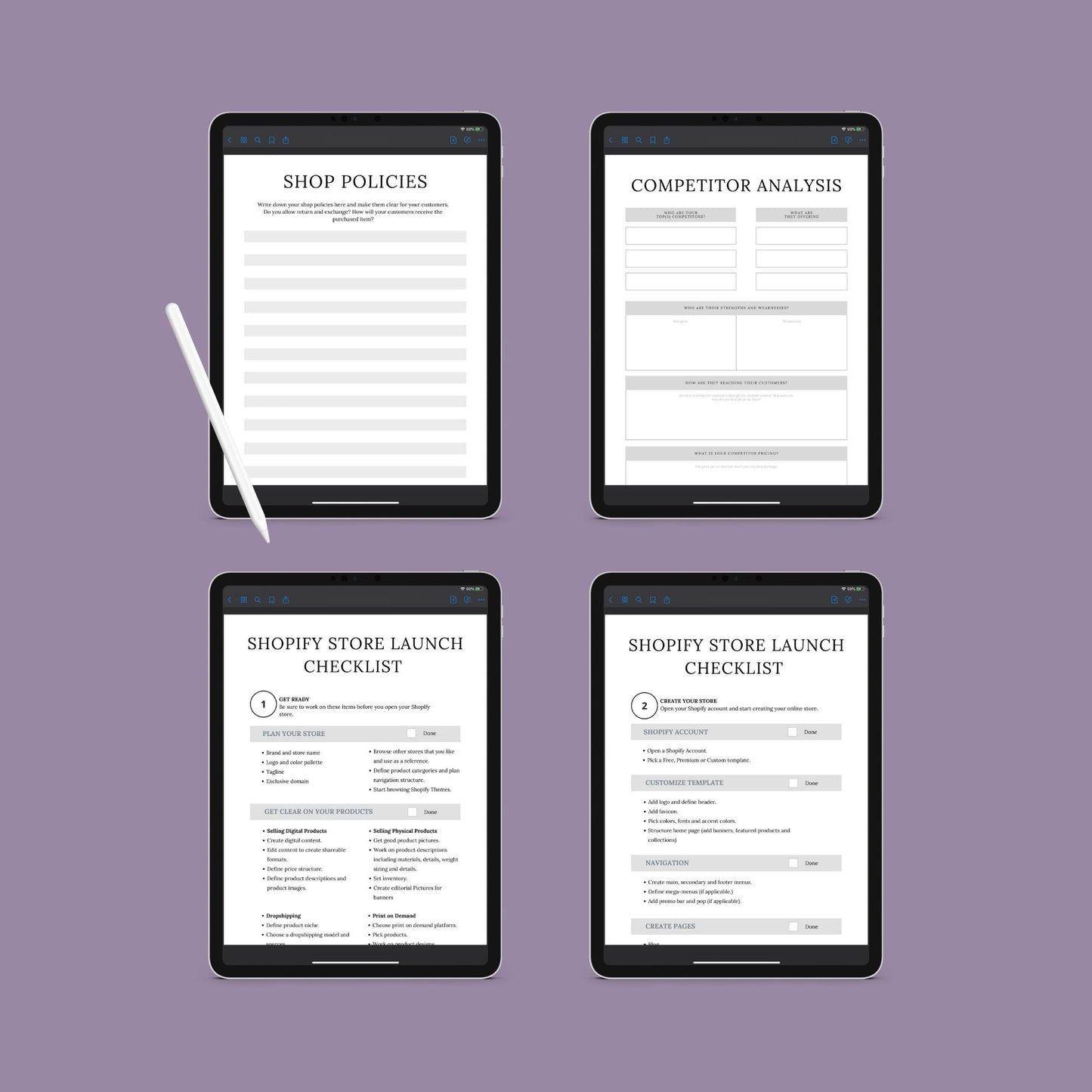 The Shopify Planner – Step-by-Step Guide to Building, Launching & Scaling Your Online Store | Printable PDF