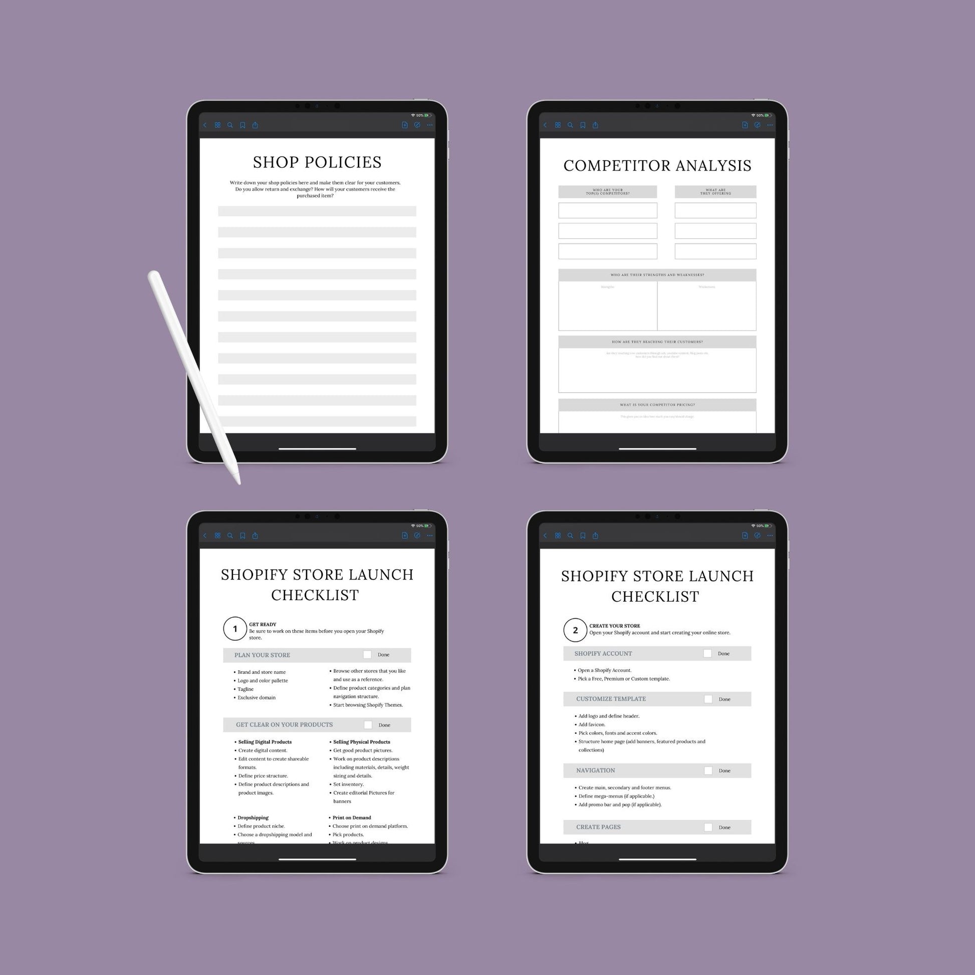 The Shopify Planner – Step-by-Step Guide to Building, Launching & Scaling Your Online Store | Printable PDF