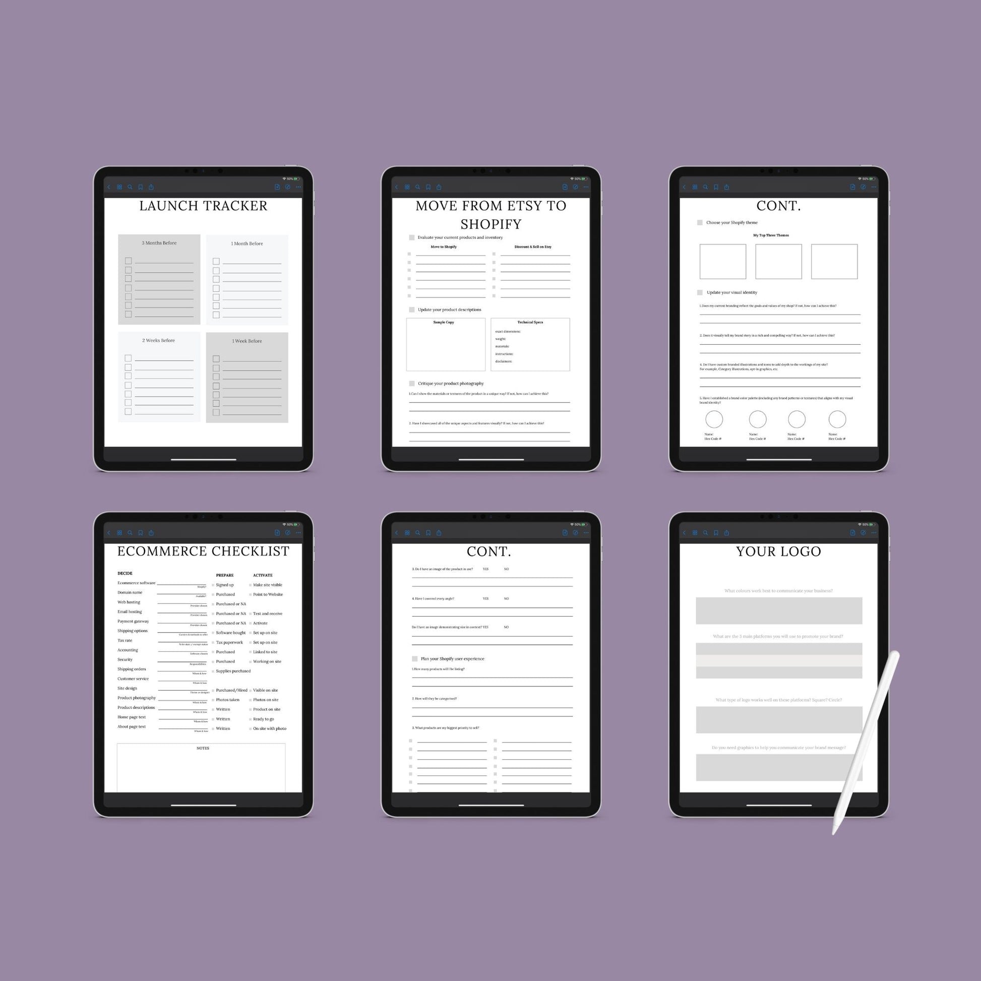 The Shopify Planner – Step-by-Step Guide to Building, Launching & Scaling Your Online Store | Printable PDF