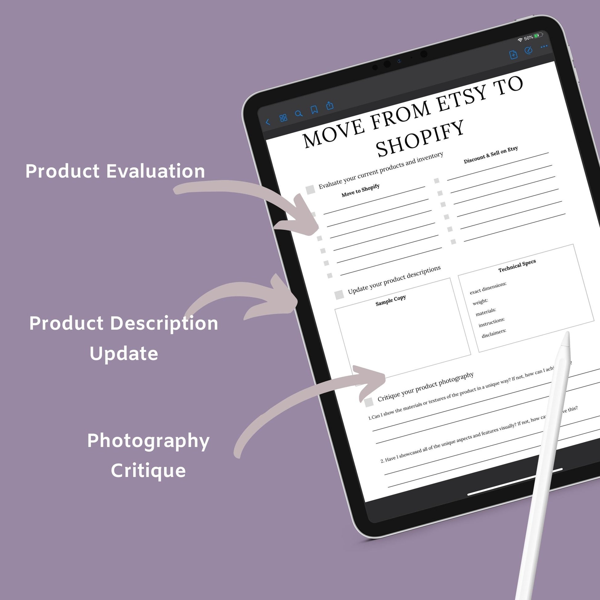 The Shopify Planner – Step-by-Step Guide to Building, Launching & Scaling Your Online Store | Printable PDF