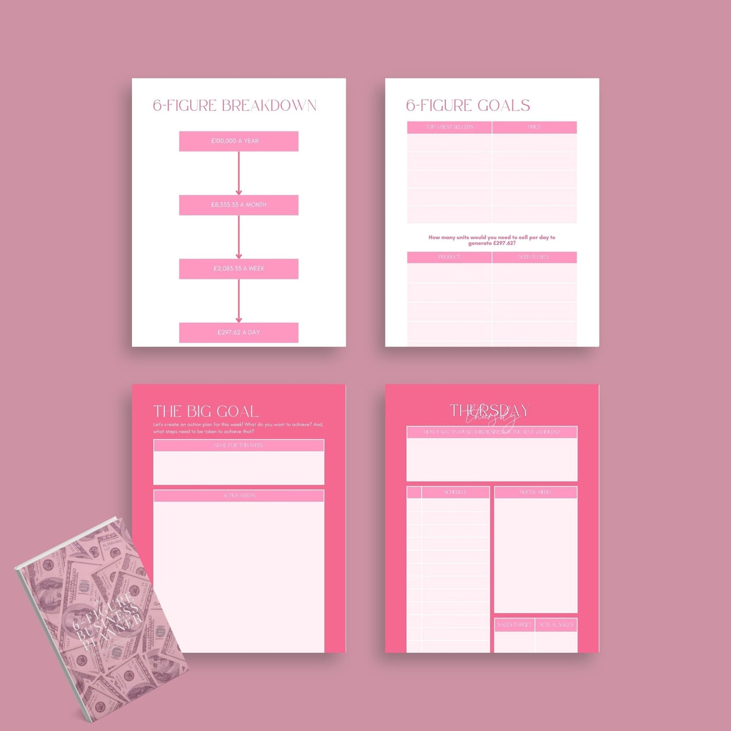 The Six-Figure Business Planner – Track Sales, Goals & Strategy to Scale Your Business | Printable PDF