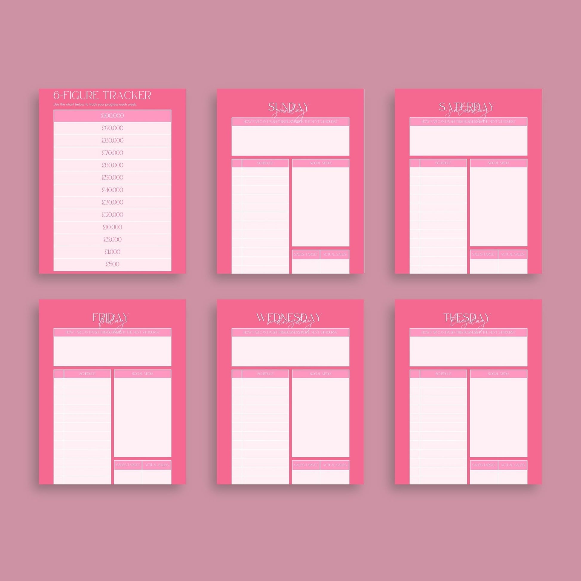 The Six-Figure Business Planner – Track Sales, Goals & Strategy to Scale Your Business | Printable PDF