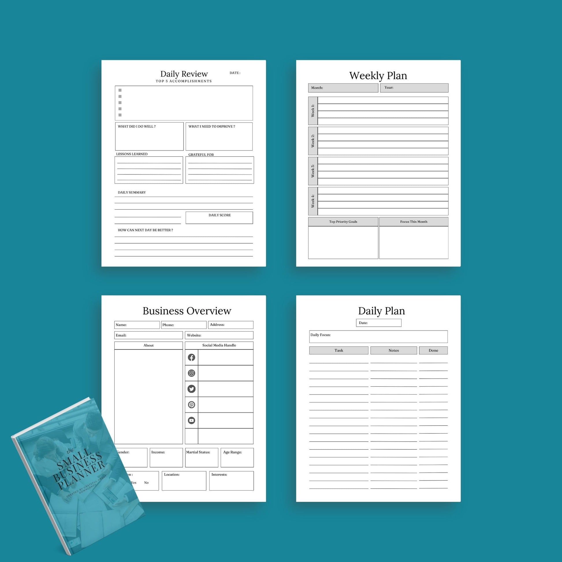 The Small Business Planner – Organize Finances, Marketing & Growth | Printable PDF