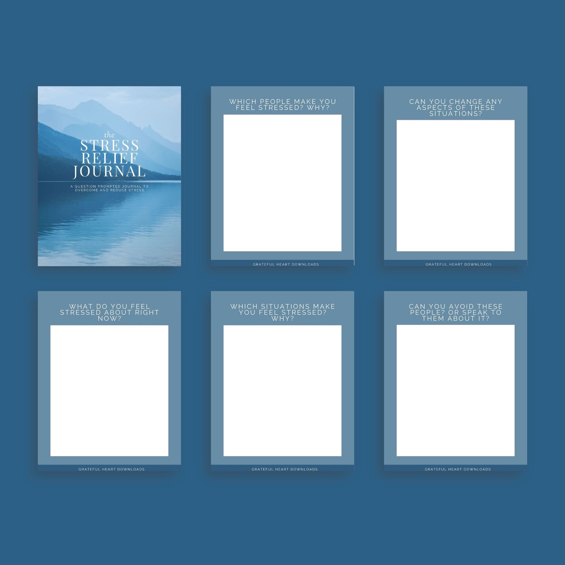 The Stress Relief Journal – Guided Prompts to Reduce Anxiety & Find Calm | Printable PDF