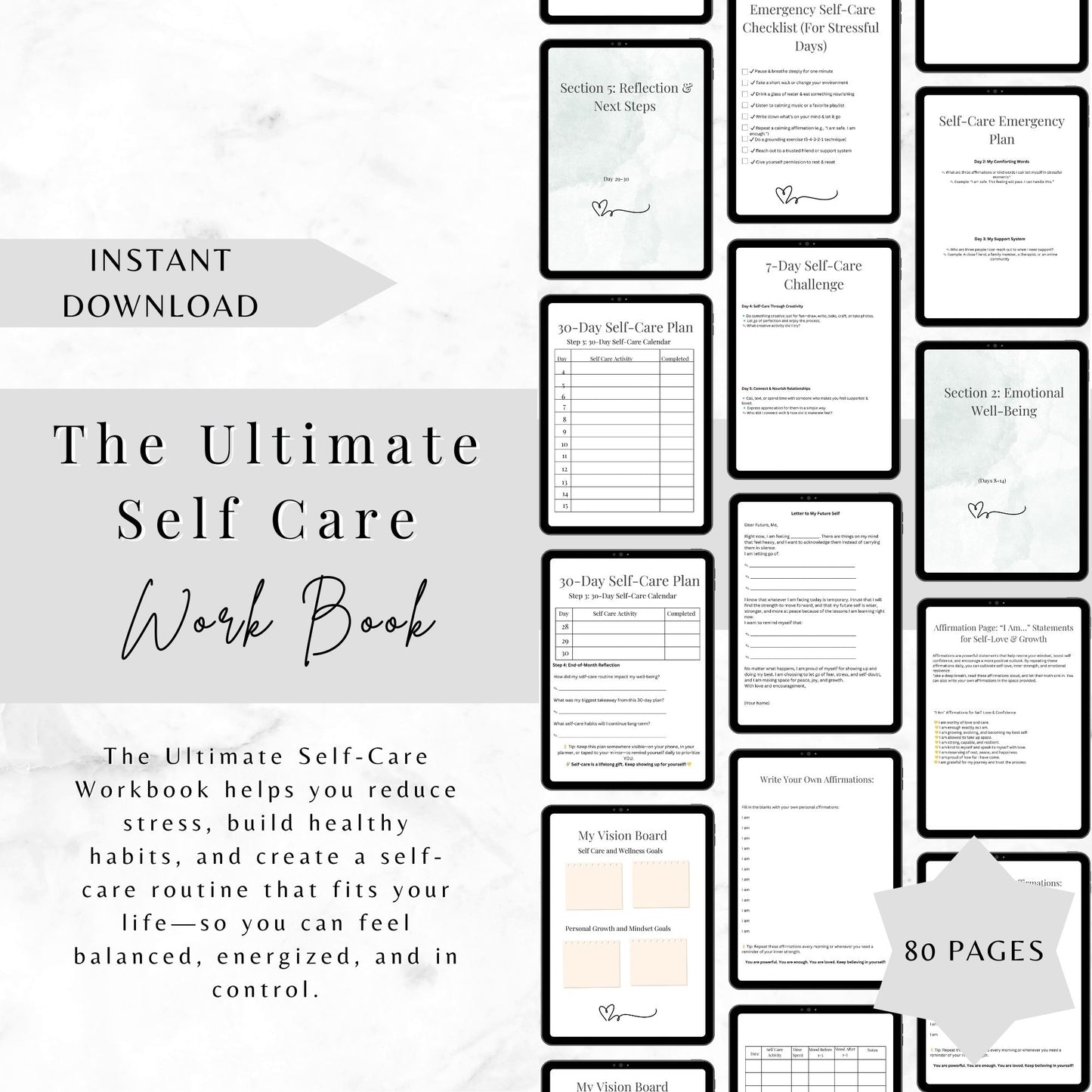 Ultimate Self-Care Workbook | Digital & Printable PDF | Self-Care Planner, Mindfulness Journal, Wellness Tracker (A4 & 8.5x11”)