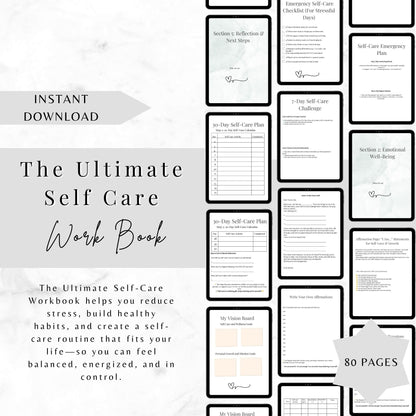 Ultimate Self-Care Workbook | Digital & Printable PDF | Self-Care Planner, Mindfulness Journal, Wellness Tracker (A4 & 8.5x11”)