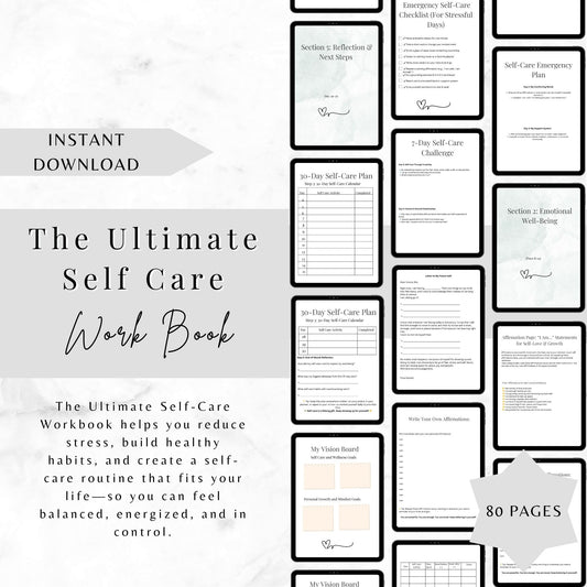 Ultimate Self-Care Workbook | Digital & Printable PDF | Self-Care Planner, Mindfulness Journal, Wellness Tracker (A4 & 8.5x11”)