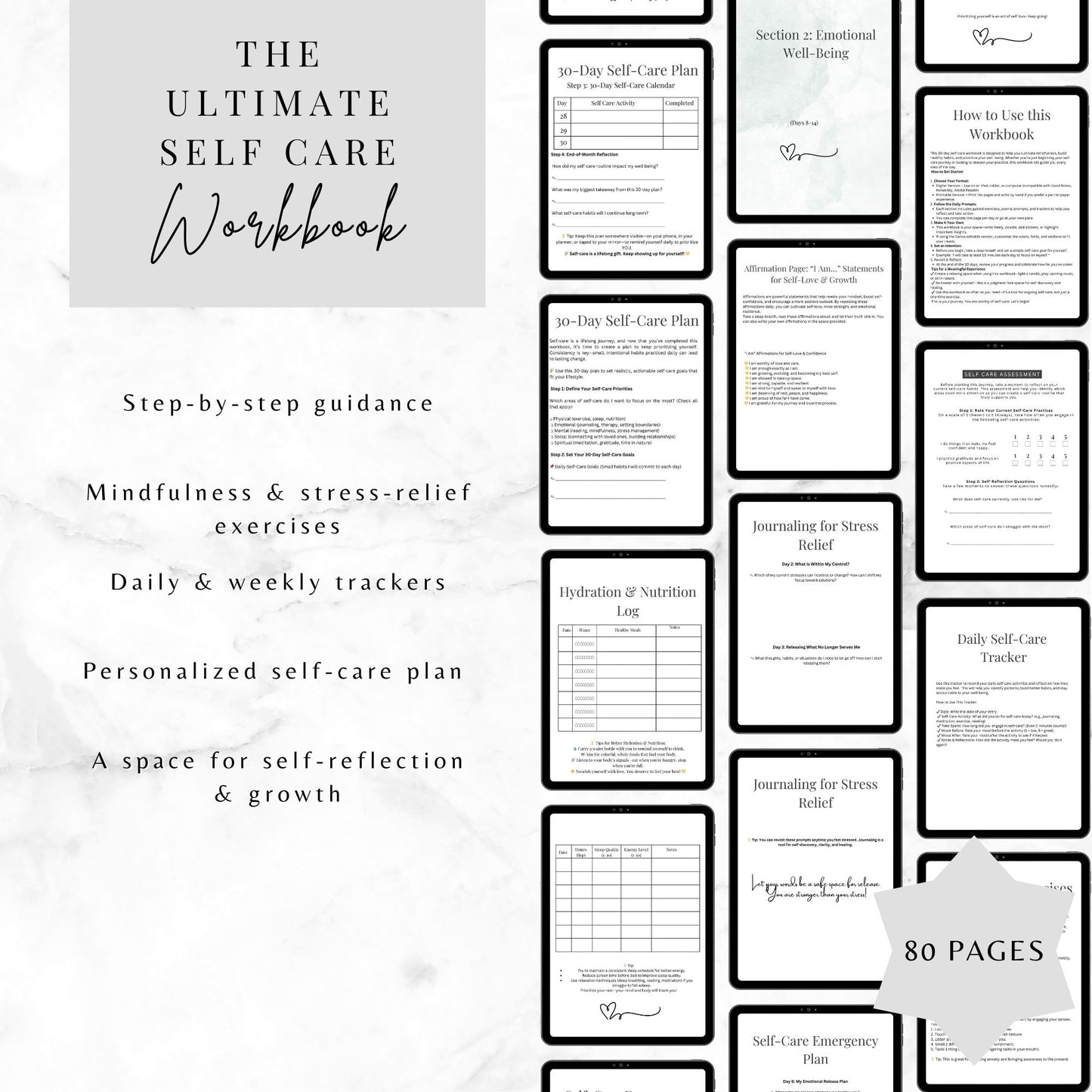 Ultimate Self-Care Workbook | Digital & Printable PDF | Self-Care Planner, Mindfulness Journal, Wellness Tracker (A4 & 8.5x11”)