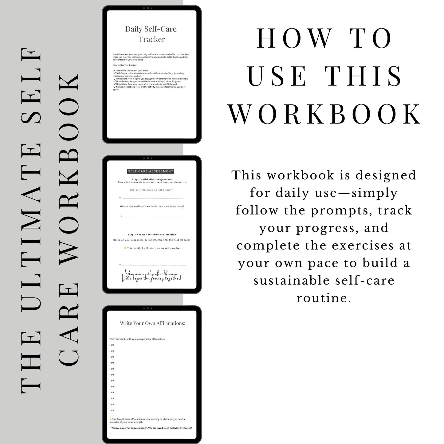 Ultimate Self-Care Workbook | Digital & Printable PDF | Self-Care Planner, Mindfulness Journal, Wellness Tracker (A4 & 8.5x11”)