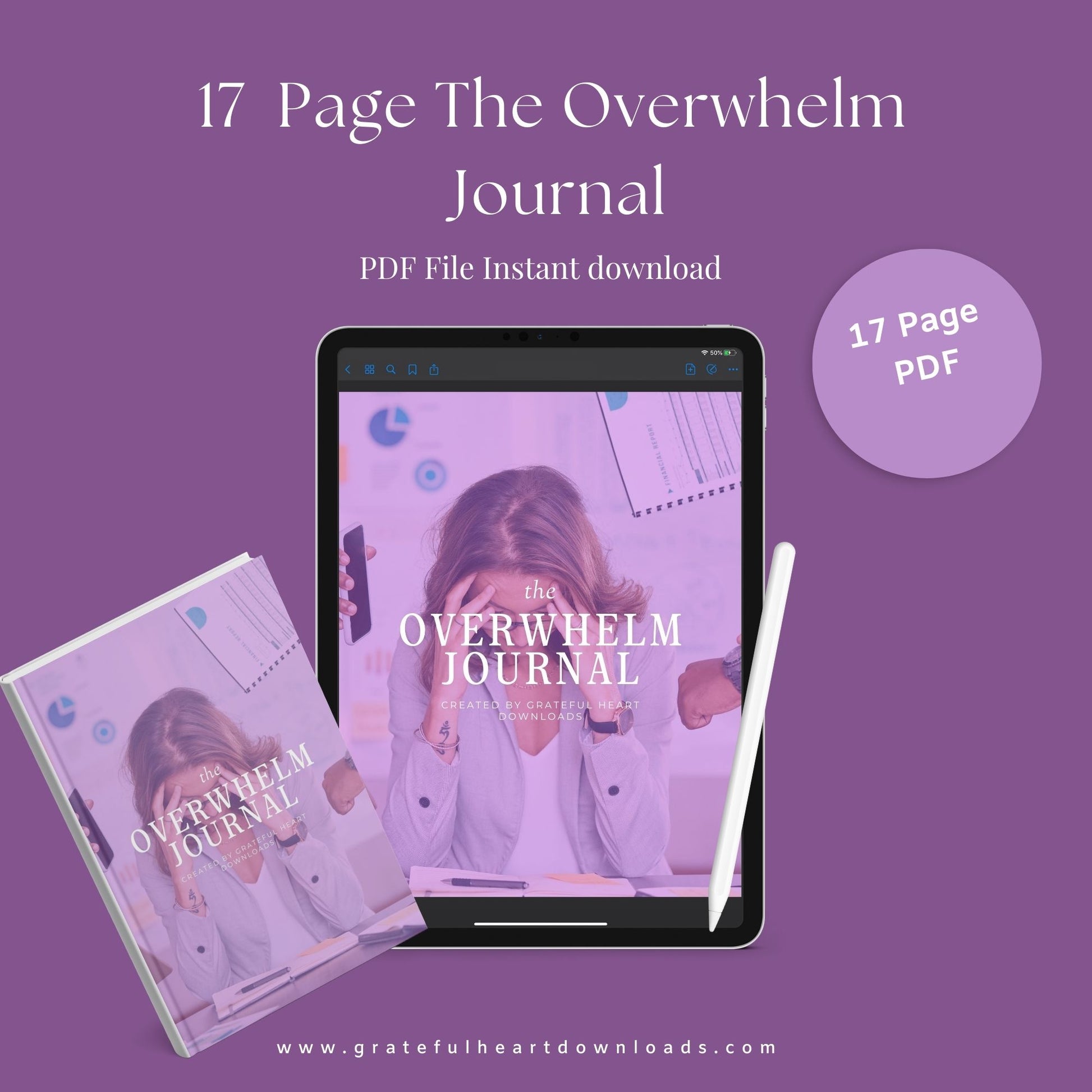 The Overwhelm Journal – Digital Printable Planner to Reduce Stress & Regain Focus | Instant Download