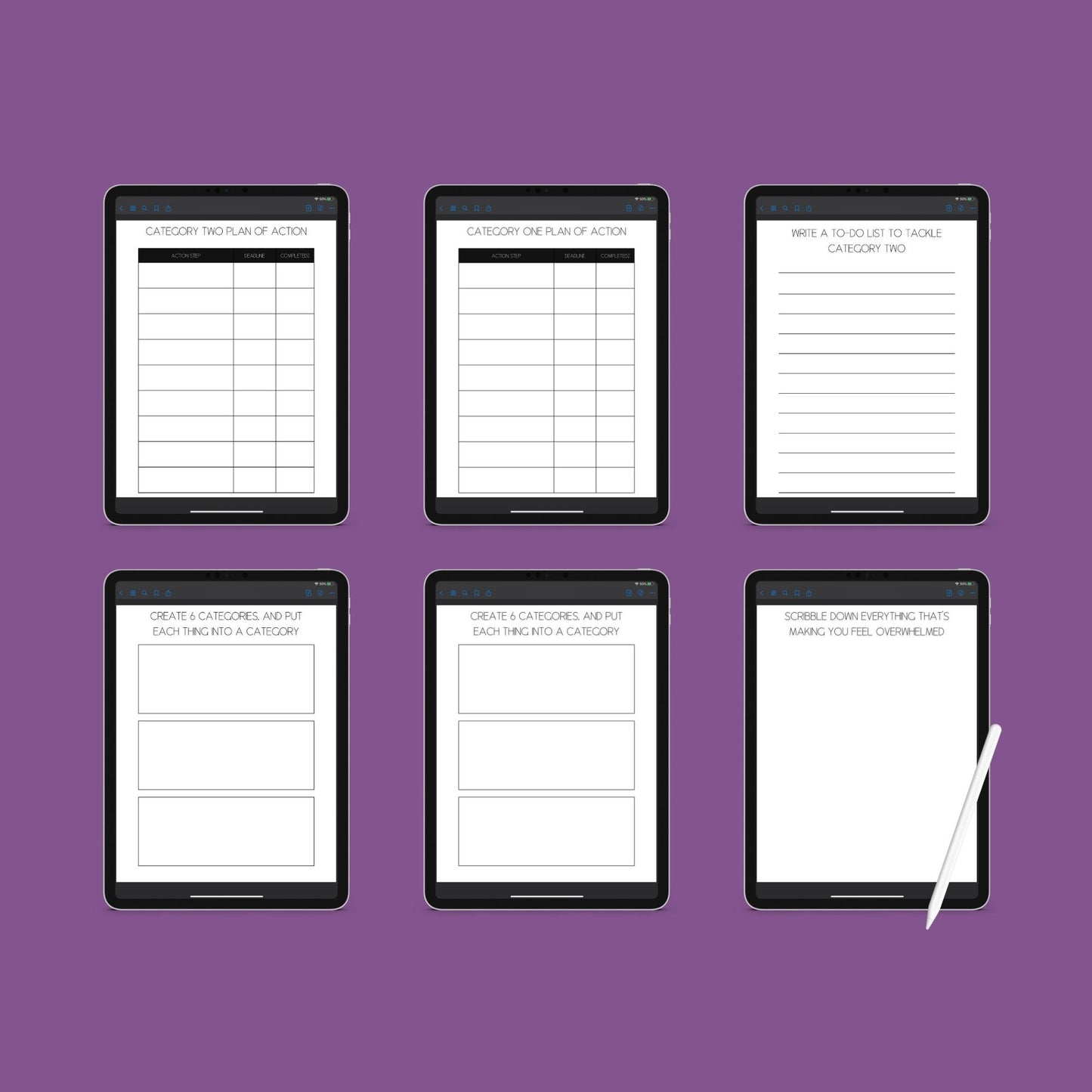 The Overwhelm Journal – Digital Printable Planner to Reduce Stress & Regain Focus | Instant Download