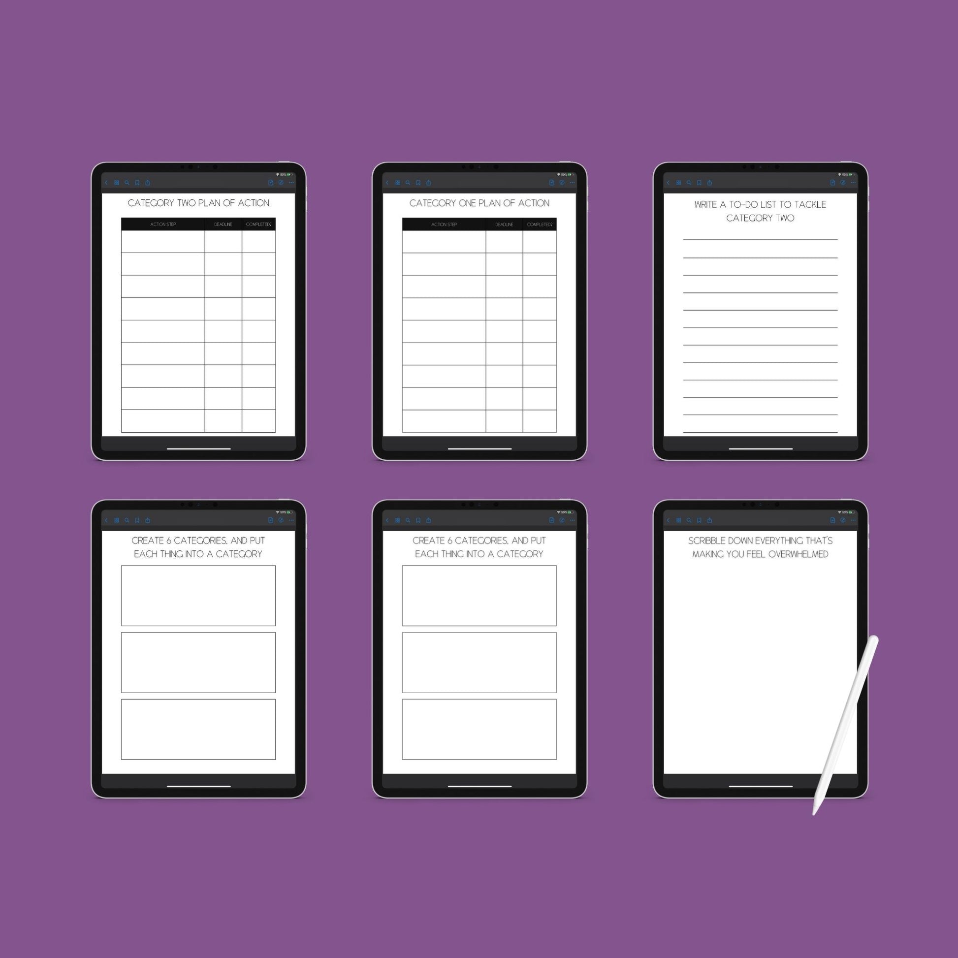 The Overwhelm Journal – Digital Printable Planner to Reduce Stress & Regain Focus | Instant Download