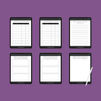 The Overwhelm Journal – Digital Printable Planner to Reduce Stress & Regain Focus | Instant Download